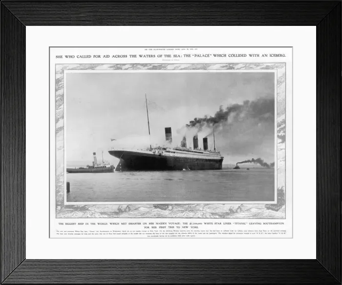 Framed Print : The White Star liner Titanic leaving Southampton
