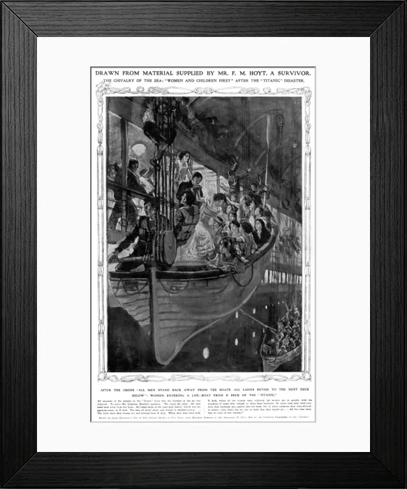 Framed Print : The chivalry of the sea woman and children first after th