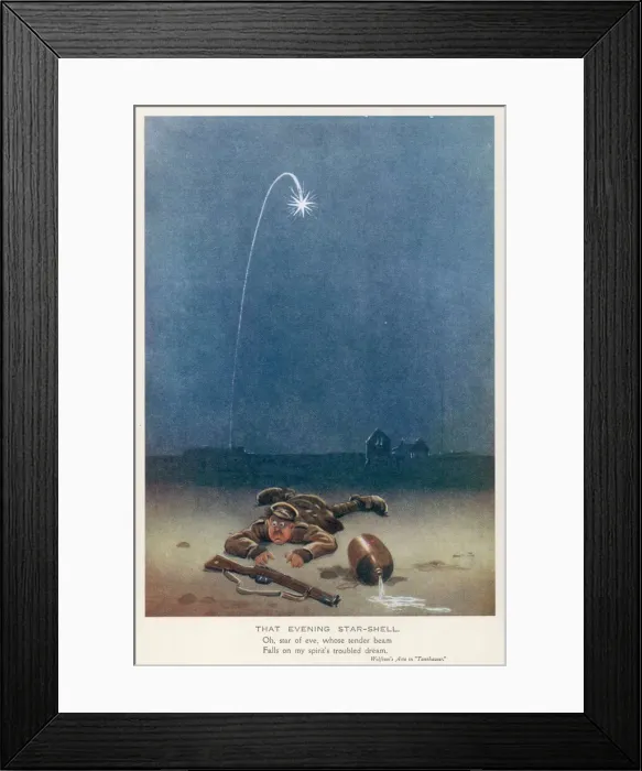 Framed Print : That Evening Star-Shell, by Bruce Bairnsfather Framed Print : That Evening Star-Shell, by Bruce Bairnsfather