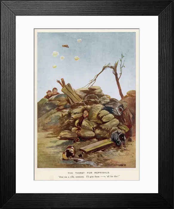 Framed Print : The Thirst For Reprisals, by Bruce Bairnsfather Framed Print : The Thirst For Reprisals, by Bruce Bairnsfather