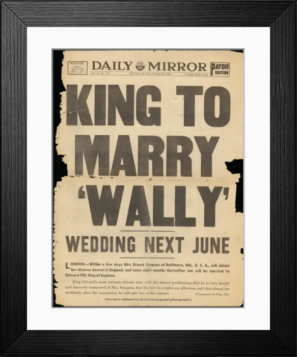 Framed Print : Abdication front cover headlines Framed Print : Abdication front cover headlines
