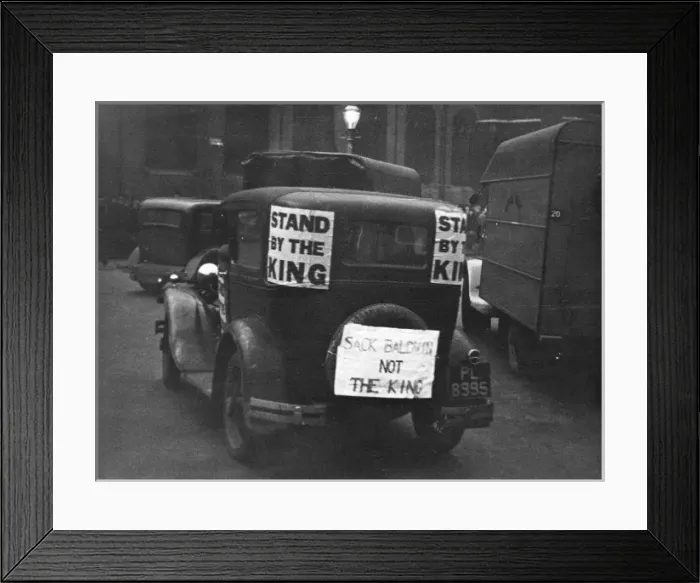 Framed Print : Abdcation crisis: sloganed car Framed Print : Abdcation crisis: sloganed car