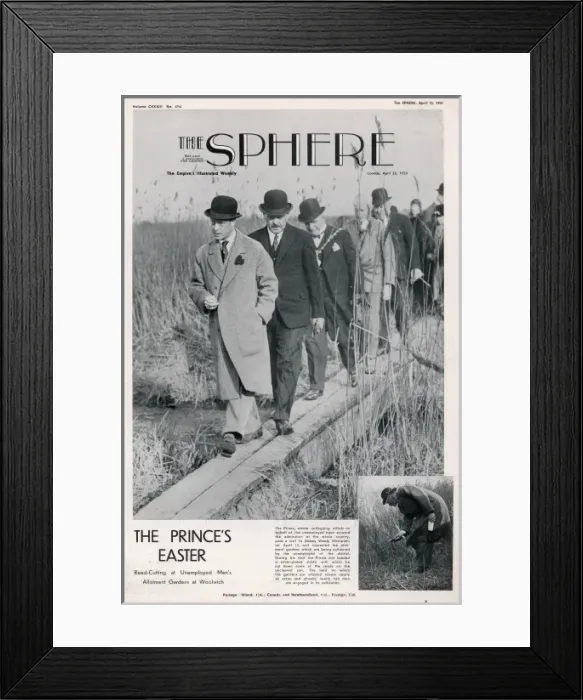 Framed Print : Sphere front cover: Prince of Wales visiting unemployed Framed Print : Sphere front cover: Prince of Wales visiting unemployed
