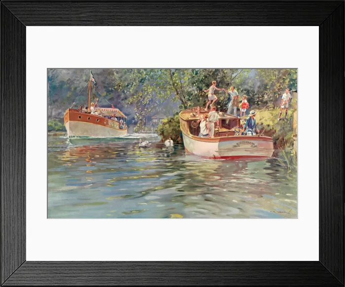 Framed Print : The Summer Car of the River: Motor-launching on the Thames Framed Print : The Summer Car of the River: Motor-launching on the Thames