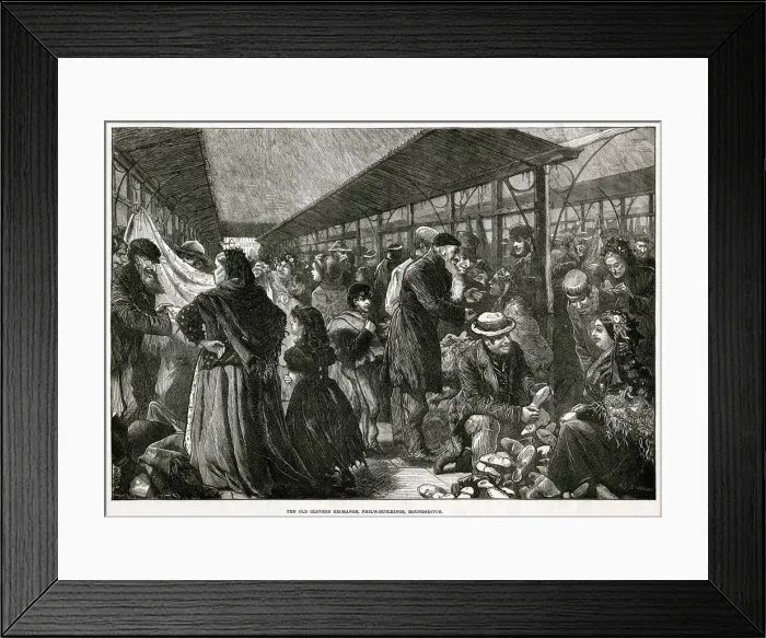 Framed Print : Old Clothes Exchange, Phils Buildings, Houndsditch 1882 Framed Print : Old Clothes Exchange, Phils Buildings, Houndsditch 1882