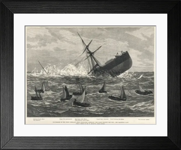 Framed Print : Foundering of the Union Companys Mail Steam-Ship American Framed Print : Foundering of the Union Companys Mail Steam-Ship American