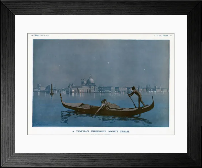Framed Print : This picture shows a couple enjoying a romantic moment in Venice. Date: 1926