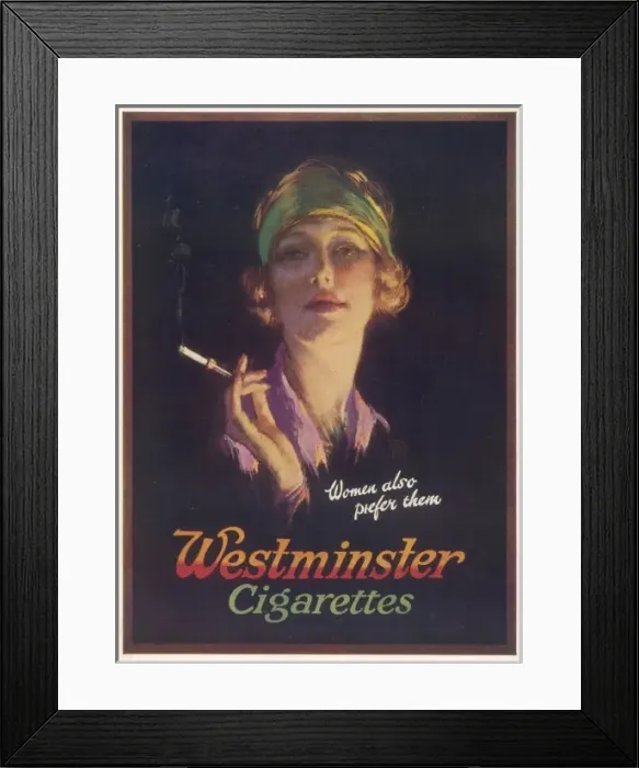 Framed Print : Advertisement for Westminster cigarettes Framed Print : Advertisement for Westminster cigarettes