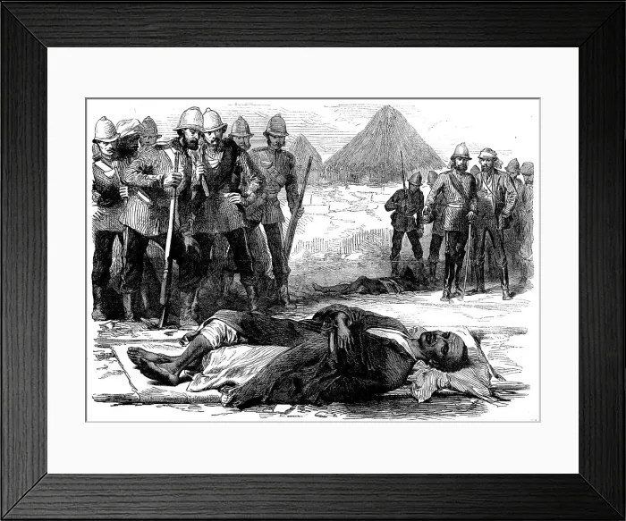 Framed Print : Abyssinian War: King Theodore, as he lay dead at Magdala Framed Print : Abyssinian War: King Theodore, as he lay dead at Magdala