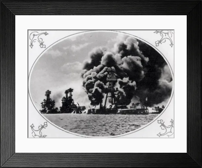 Framed Print : Three Battleships Hit in Pearl Harbour Framed Print : Three Battleships Hit in Pearl Harbour