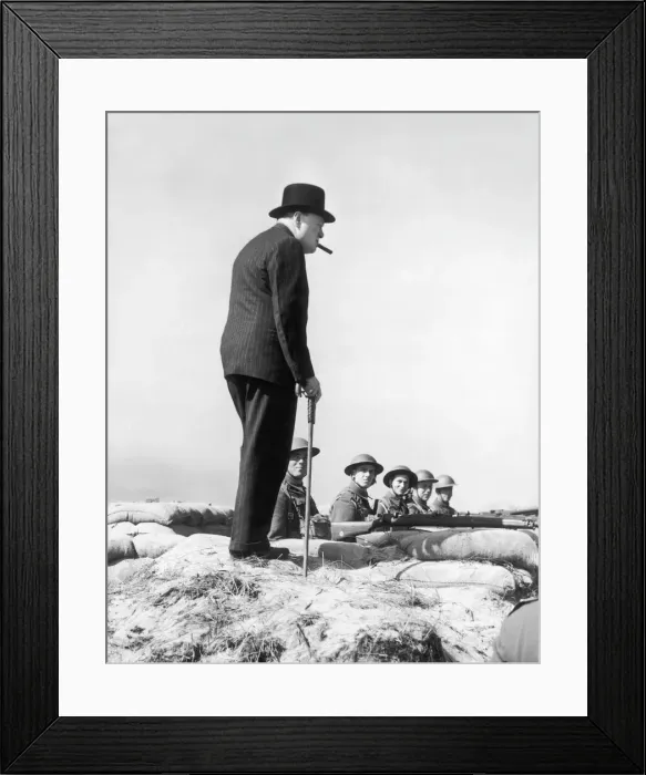 Framed Print : Winston Churchill Visiting Coastal Defences near Dover Framed Print : Winston Churchill Visiting Coastal Defences near Dover