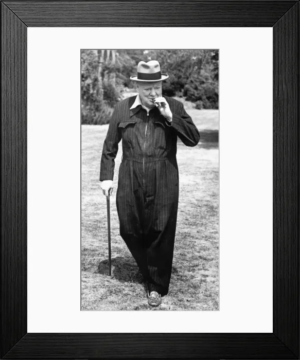 Framed Print : Winston Churchill in his Siren Suit at Chartwell, Kent