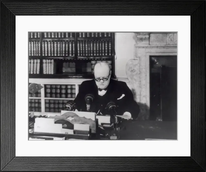 Framed Print : Winston Churchill makes his VE Day Broadcast