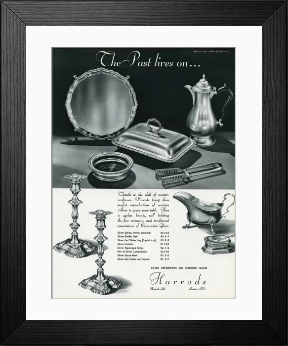 Framed Print : Advert for Harrods silverware 1937 Framed Print : Advert for Harrods silverware 1937