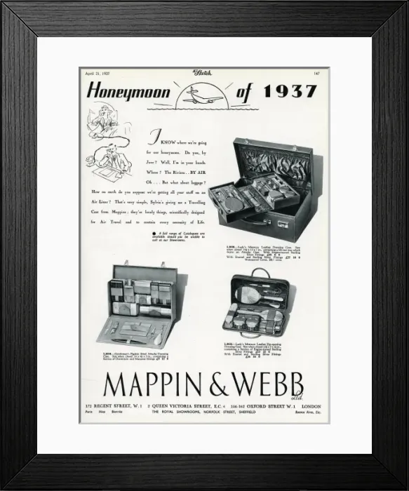 Framed Print : Advert for Mappin & Webb compact dressing case 1937 Framed Print : Advert for Mappin & Webb compact dressing case 1937