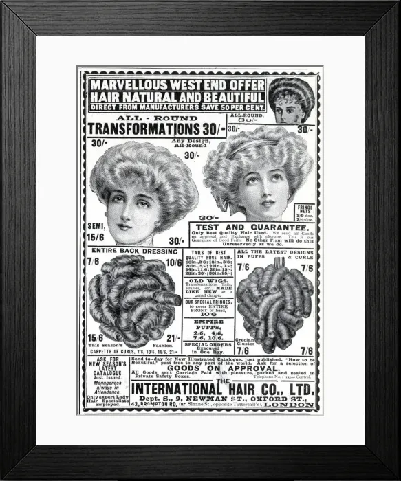 Framed Print : Advert for International Hair Co. 1910 Framed Print : Advert for International Hair Co. 1910