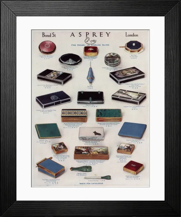 Framed Print : Advert for Asprey cigarette cases Framed Print : Advert for Asprey cigarette cases