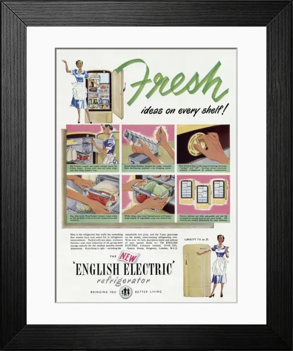 Framed Print : Advert for English Electric fridge 1951 Framed Print : Advert for English Electric fridge 1951