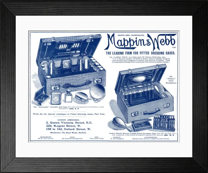 Framed Print : Advert for Mappin & Webbs dressing cases 1907 Advert for Mappin & Webbs dressing Framed Print : Advert for Mappin & Webbs dressing cases 1907 Advert for Mappin & Webbs dressing