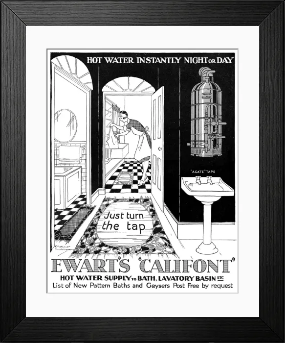 Framed Print : Advert for Ewarts Califront hot water 1928 Framed Print : Advert for Ewarts Califront hot water 1928