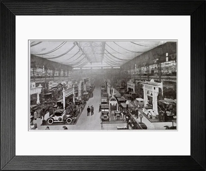 Framed Print : General view of the motor show at Olympia. Date: 1910