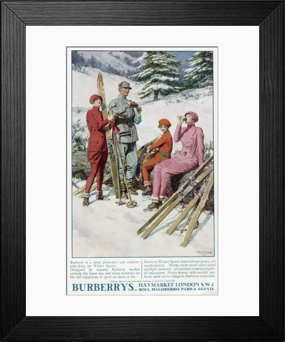 Framed Print : Advert for Burberry winter sports wear 1926 Framed Print : Advert for Burberry winter sports wear 1926