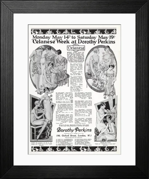 Framed Print : Advert for Dorothy Perkins - womens undergarments 1928
