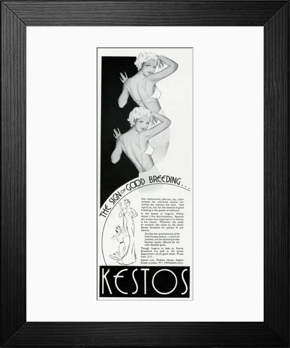 Framed Print : Advert for Kestos lingerie Framed Print : Advert for Kestos lingerie
