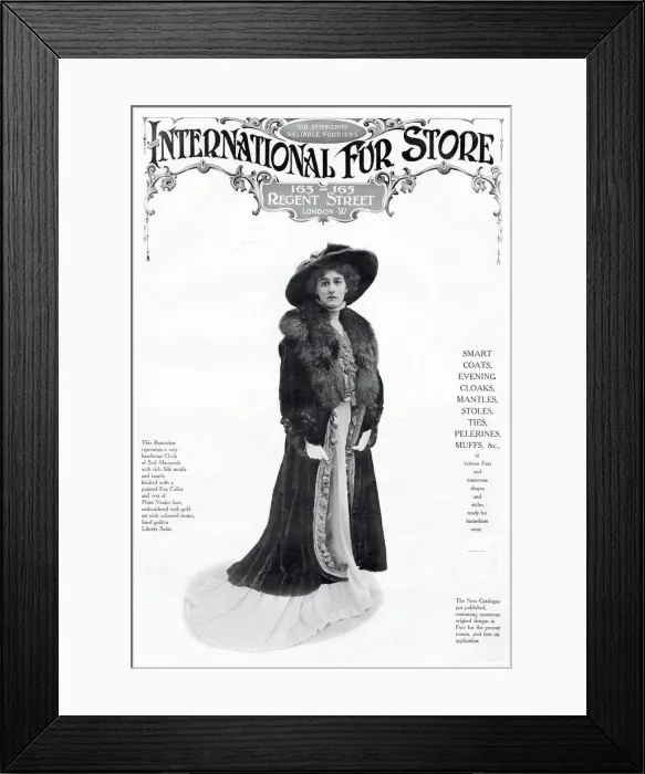 Framed Print : Advert for International Fur Store 1908 Framed Print : Advert for International Fur Store 1908