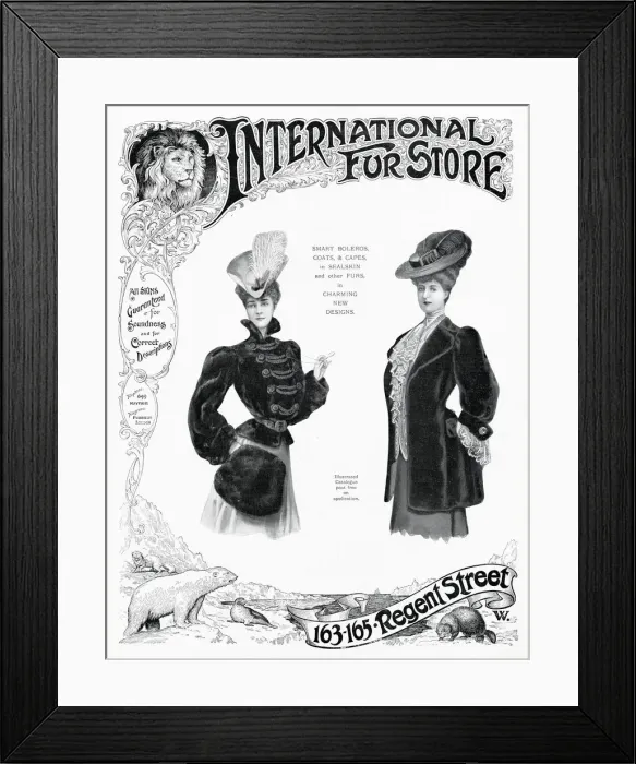 Framed Print : Advert for International Fur Store 1905