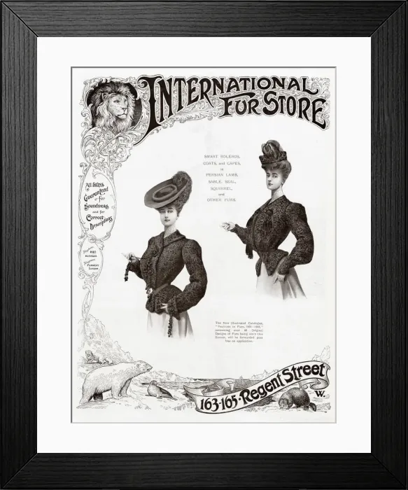 Framed Print : Advert for International Fur Store 1905 Framed Print : Advert for International Fur Store 1905