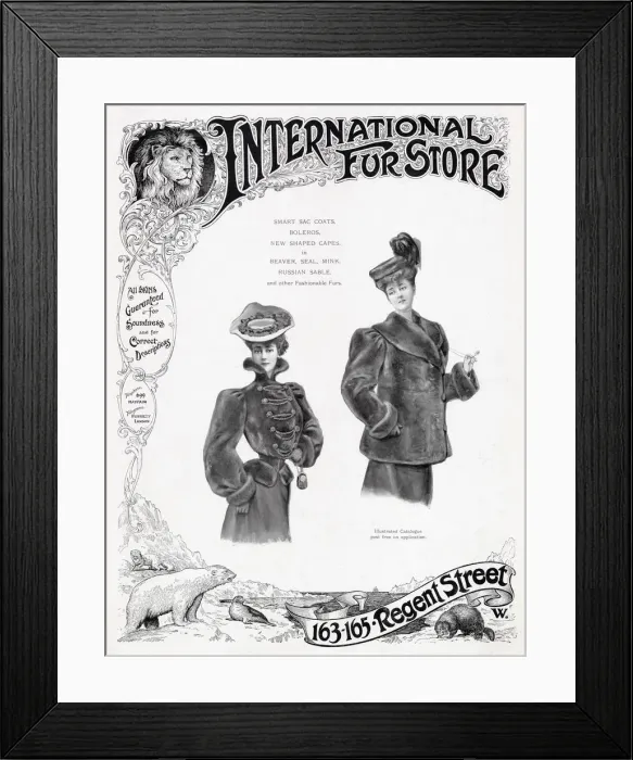 Framed Print : Advert for International Fur Store 1905 Framed Print : Advert for International Fur Store 1905