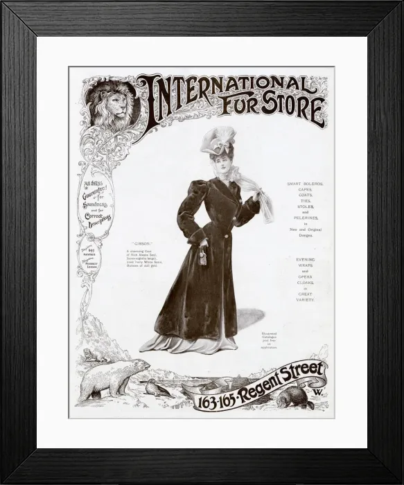 Framed Print : Advert for International Fur Store 1905 Framed Print : Advert for International Fur Store 1905
