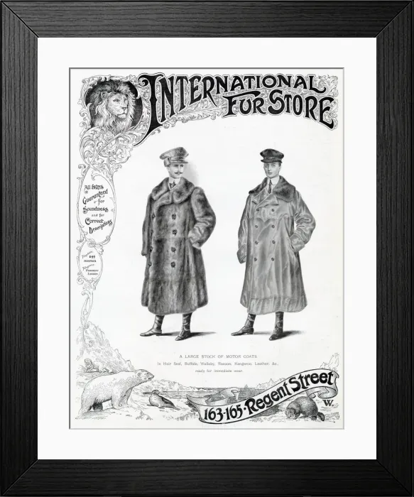 Framed Print : Advert for International Fur Store 1905 Framed Print : Advert for International Fur Store 1905