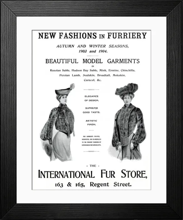 Framed Print : Advert for International Fur Store 1903 Framed Print : Advert for International Fur Store 1903
