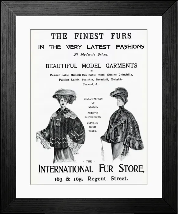 Framed Print : Advert for International Fur Store 1903 Framed Print : Advert for International Fur Store 1903