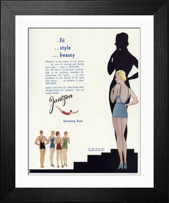 Framed Print : Advert for Jantzen swimming suits 1934
