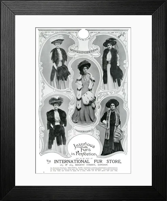 Framed Print : Advert for International Fur Store 1907 Framed Print : Advert for International Fur Store 1907