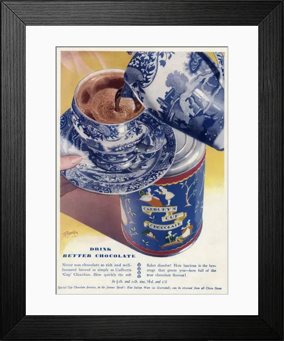 Framed Print : Advert for Cadburys cup chocolate Framed Print : Advert for Cadburys cup chocolate