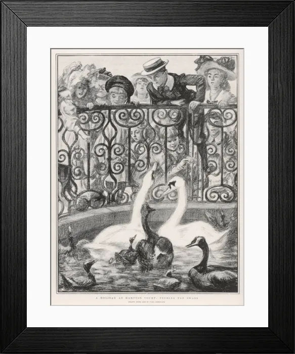 Framed Print : Feeding the Swans / 1901 Framed Print : Feeding the Swans / 1901
