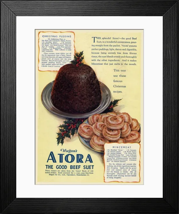 Framed Print : Advert for Hugons Atora beef suet 1937 Framed Print : Advert for Hugons Atora beef suet 1937