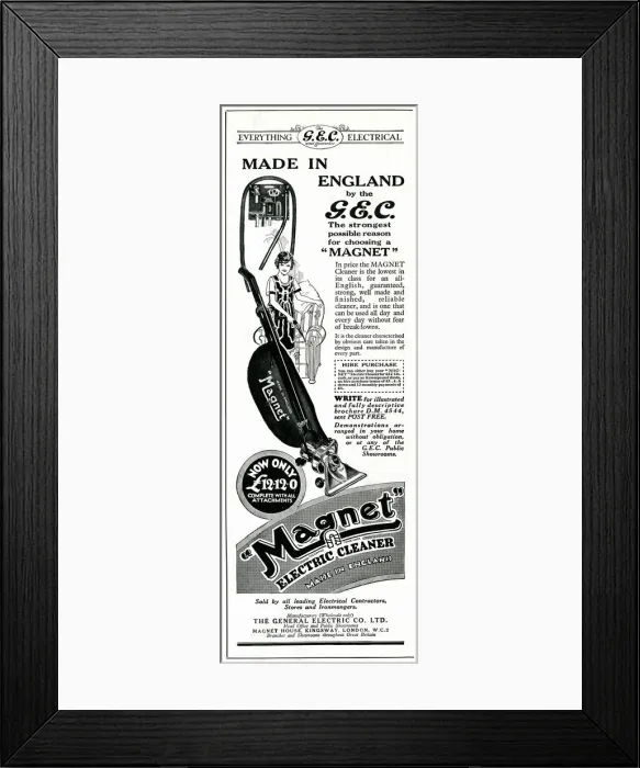Framed Print : Advert for Magnet Electric cleaner 1929 Framed Print : Advert for Magnet Electric cleaner 1929