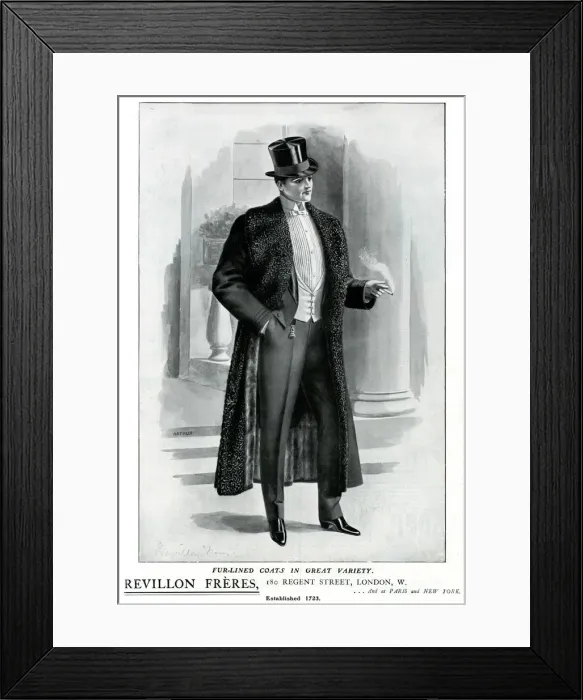 Framed Print : Advert for Revillon Freres gentlemens evening attire 1909 Framed Print : Advert for Revillon Freres gentlemens evening attire 1909