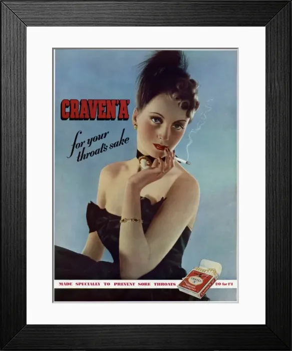 Framed Print : Advert for Craven Cigarettes 1939 Framed Print : Advert for Craven Cigarettes 1939