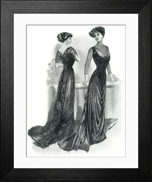 Framed Print : Fashionable evening gowns 1909 Framed Print : Fashionable evening gowns 1909