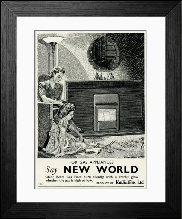 Framed Print : Advert for Radiation gas appliances 1947 Framed Print : Advert for Radiation gas appliances 1947