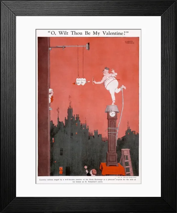 Framed Print : O wilt thou be my Valentine? by W. Heath Robinson Framed Print : O wilt thou be my Valentine? by W. Heath Robinson