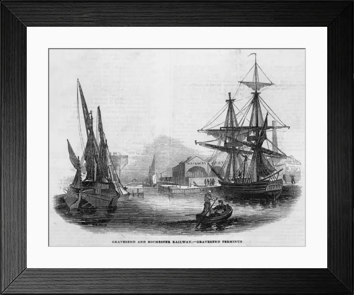 Framed Print : GRAVESEND. The terminus of the Rochester and Gravesend Railway at Gravesend, Kent