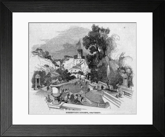 Framed Print : GRAVESEND. Rosherville Gardens, Gravesend, Kent - described as the modern