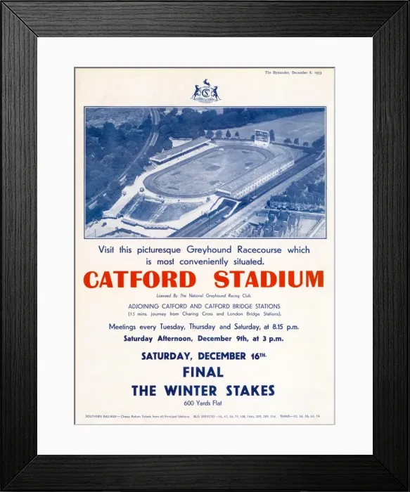 Framed Print : Catford Stadium Advertisement